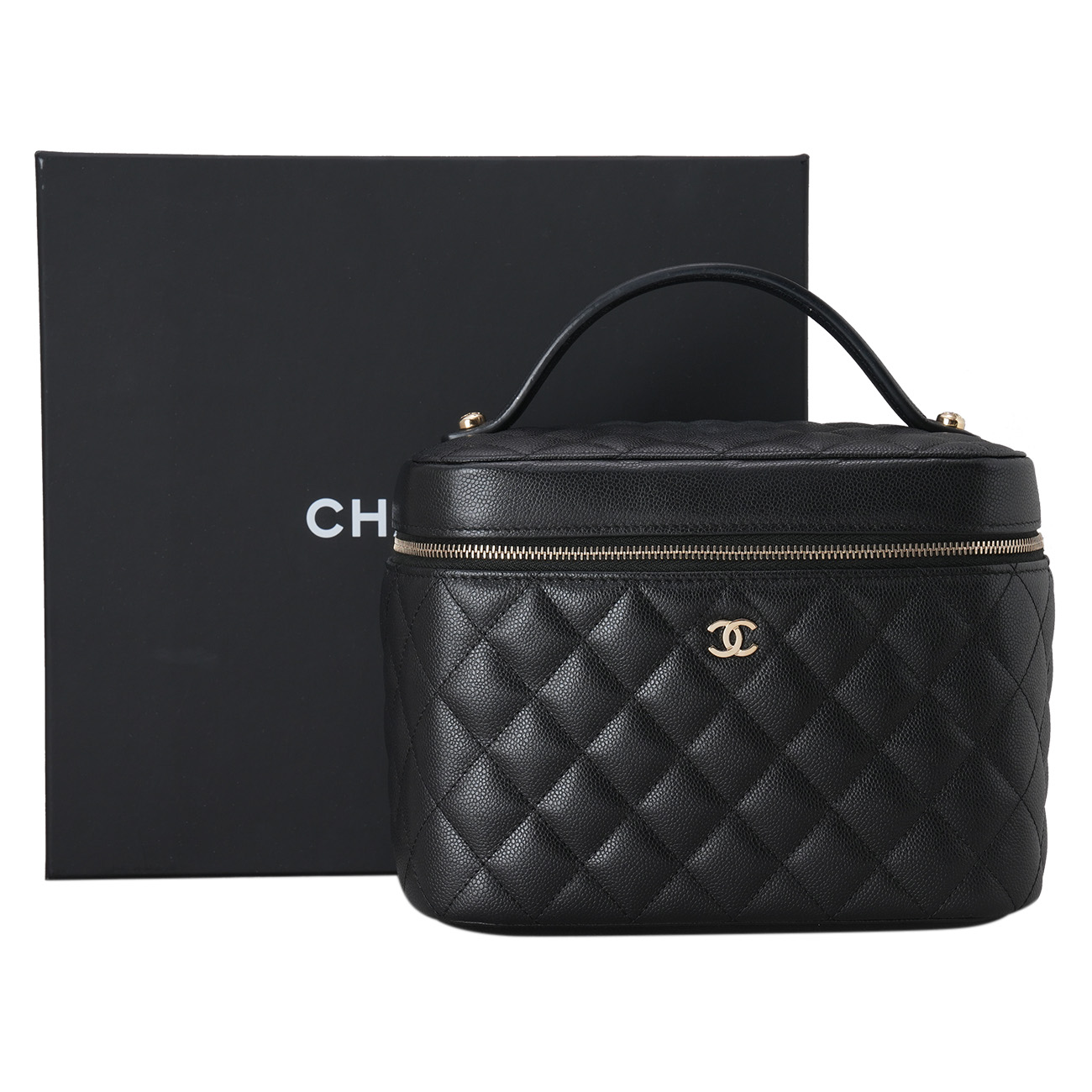 CHANEL(USED)샤넬 AP2573 캐비어 클래식 탑핸들 코스메틱백