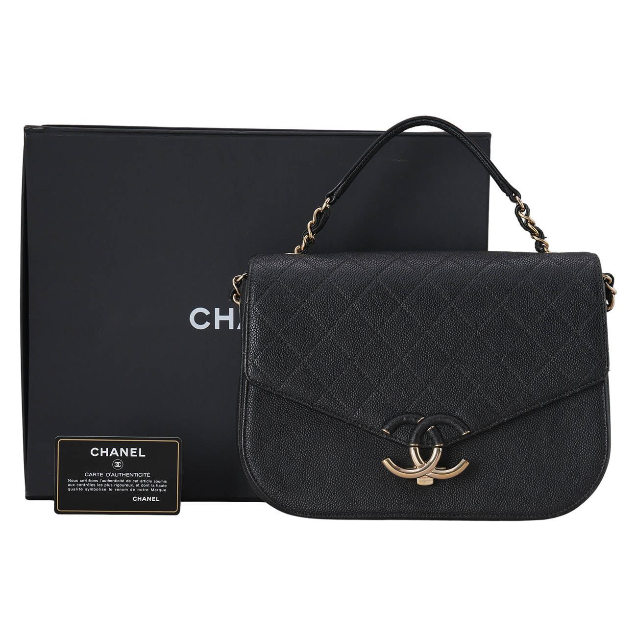 CHANEL(USED)샤넬 시즌 캐비어 CC로고 체인 플랩백