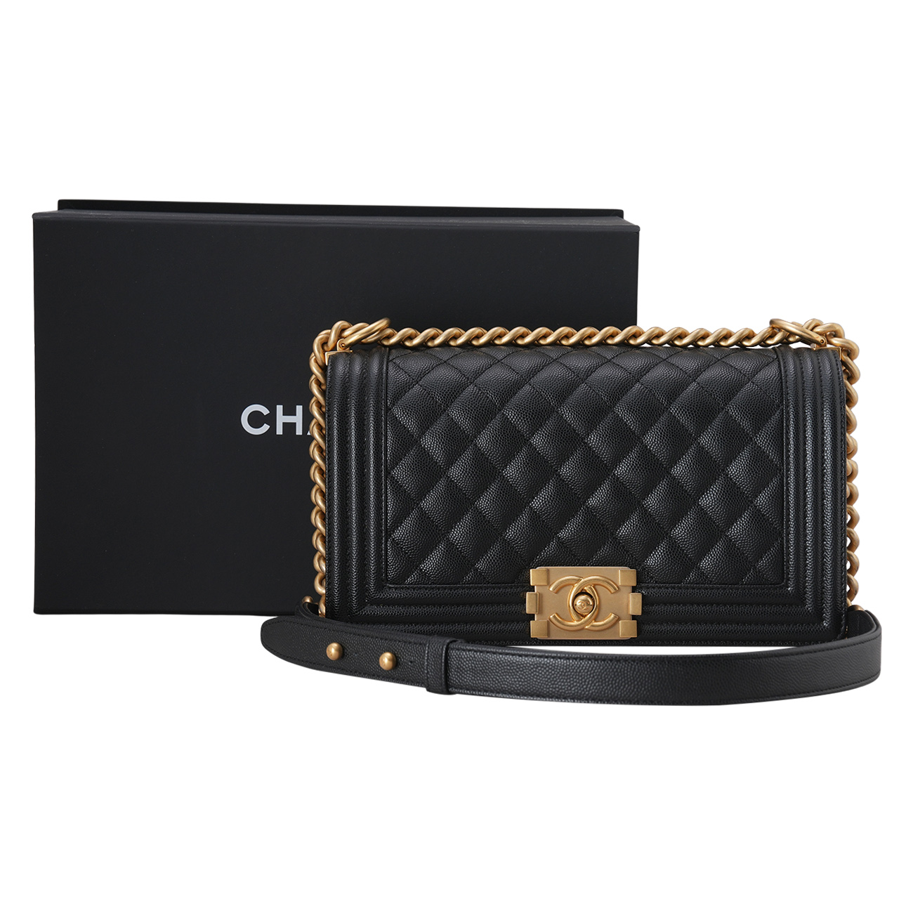 CHANEL(USED)샤넬 캐비어 보이샤넬 미듐 플랩백