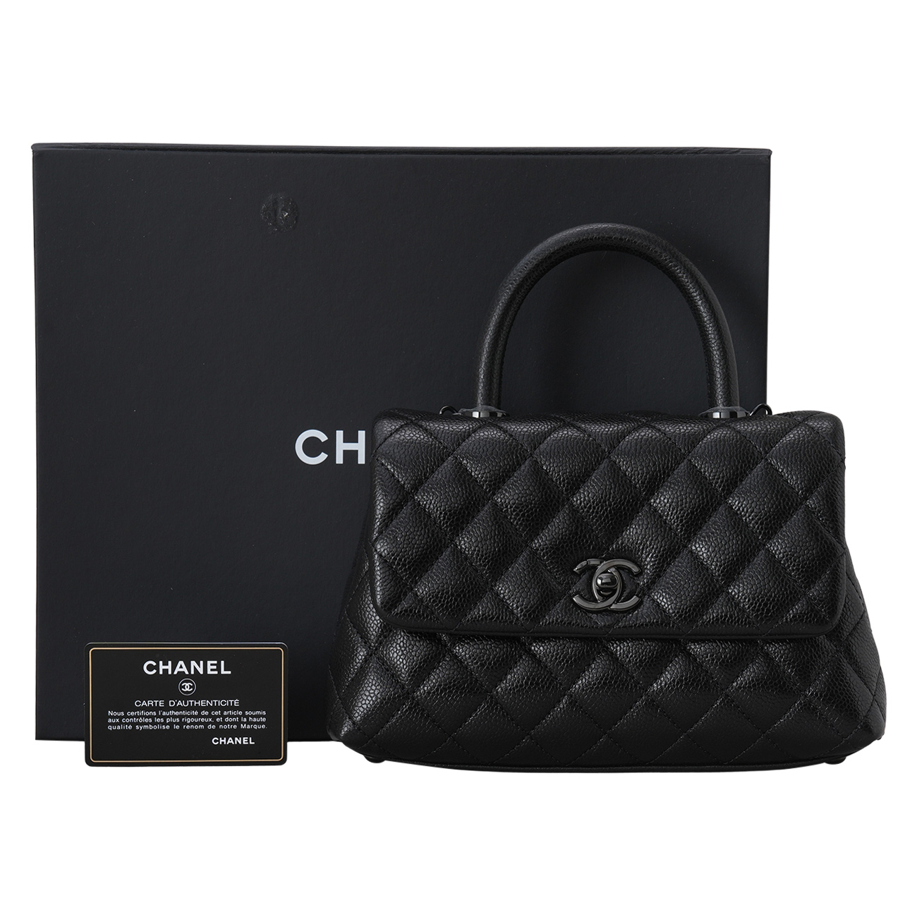 CHANEL(USED)샤넬 캐비어 코코핸들 23 올블랙