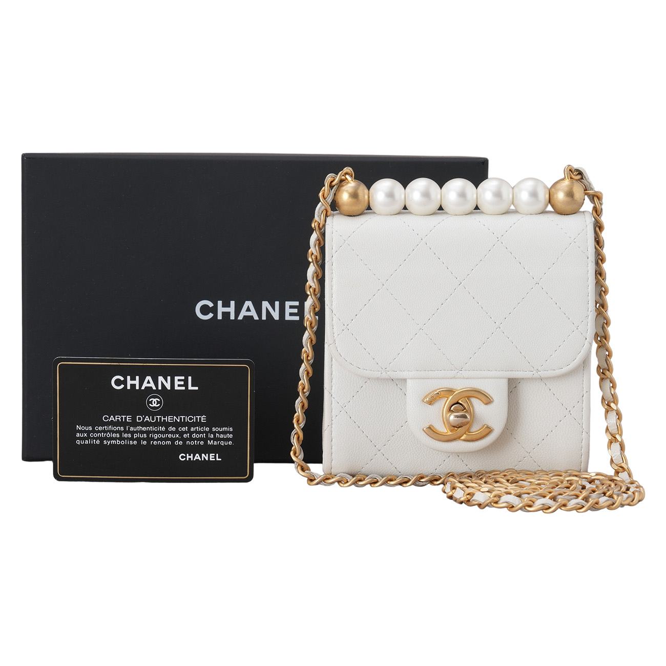 CHANEL(USED)샤넬 시즌 진주 미니 체인 백