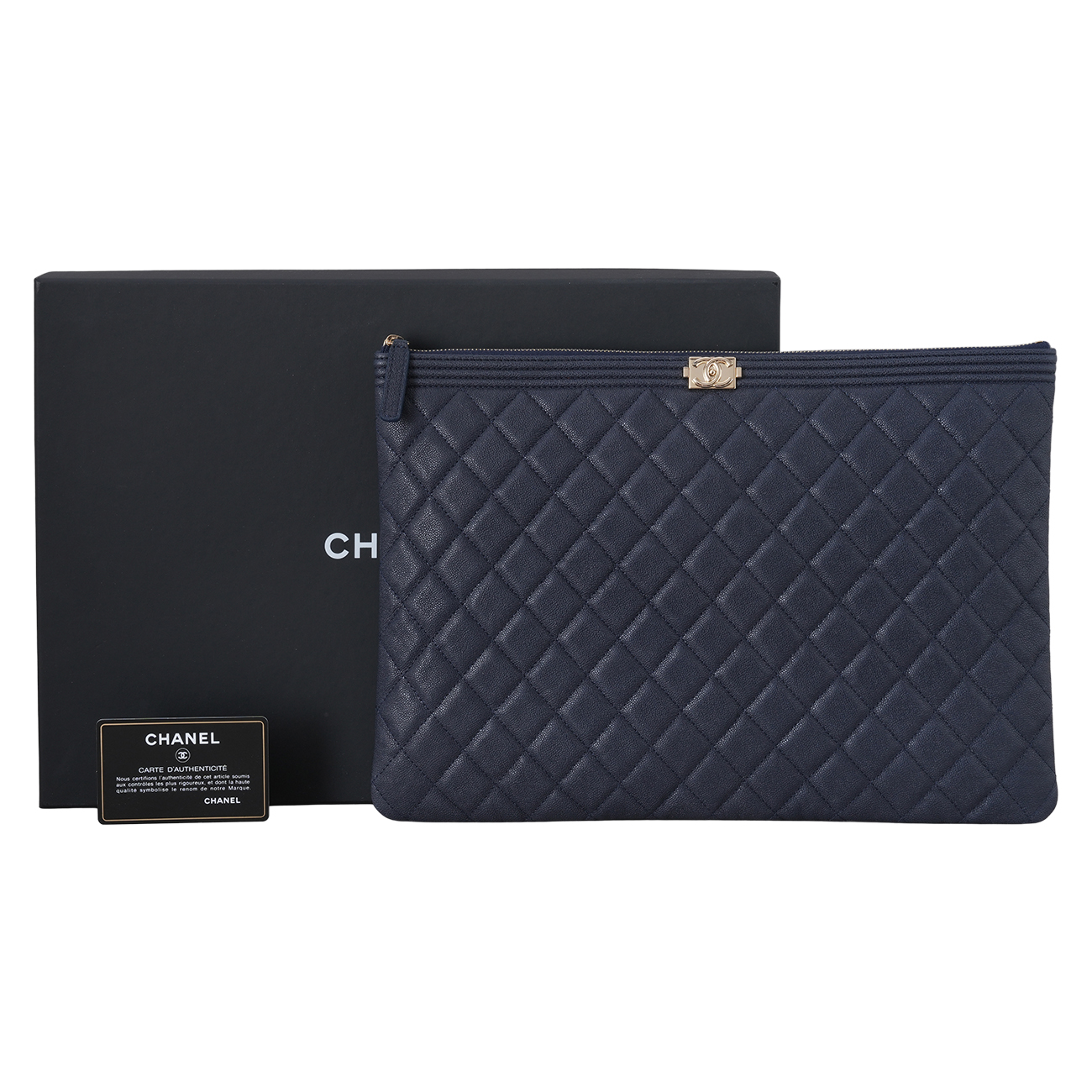 CHANEL(USED)샤넬 캐비어 보이 클러치 라지