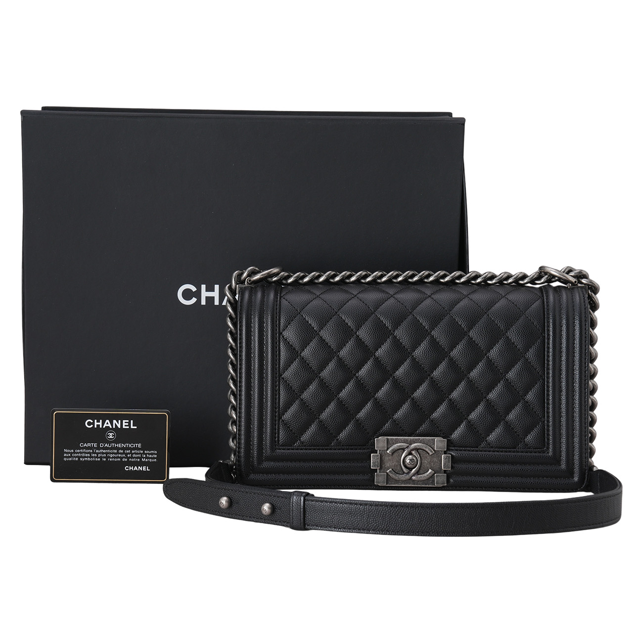 CHANEL(USED)샤넬 캐비어 보이샤넬 미듐 플랩백