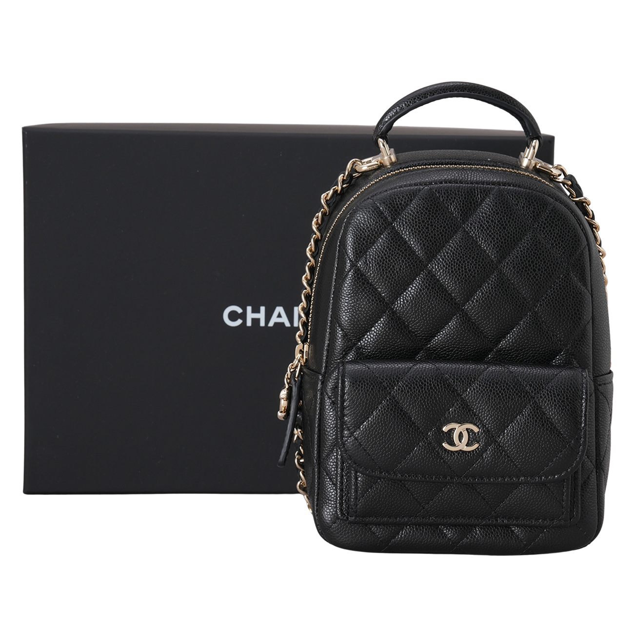CHANEL(USED)샤넬 AP3753 크루즈 캐비어 탑핸들 미니 백팩