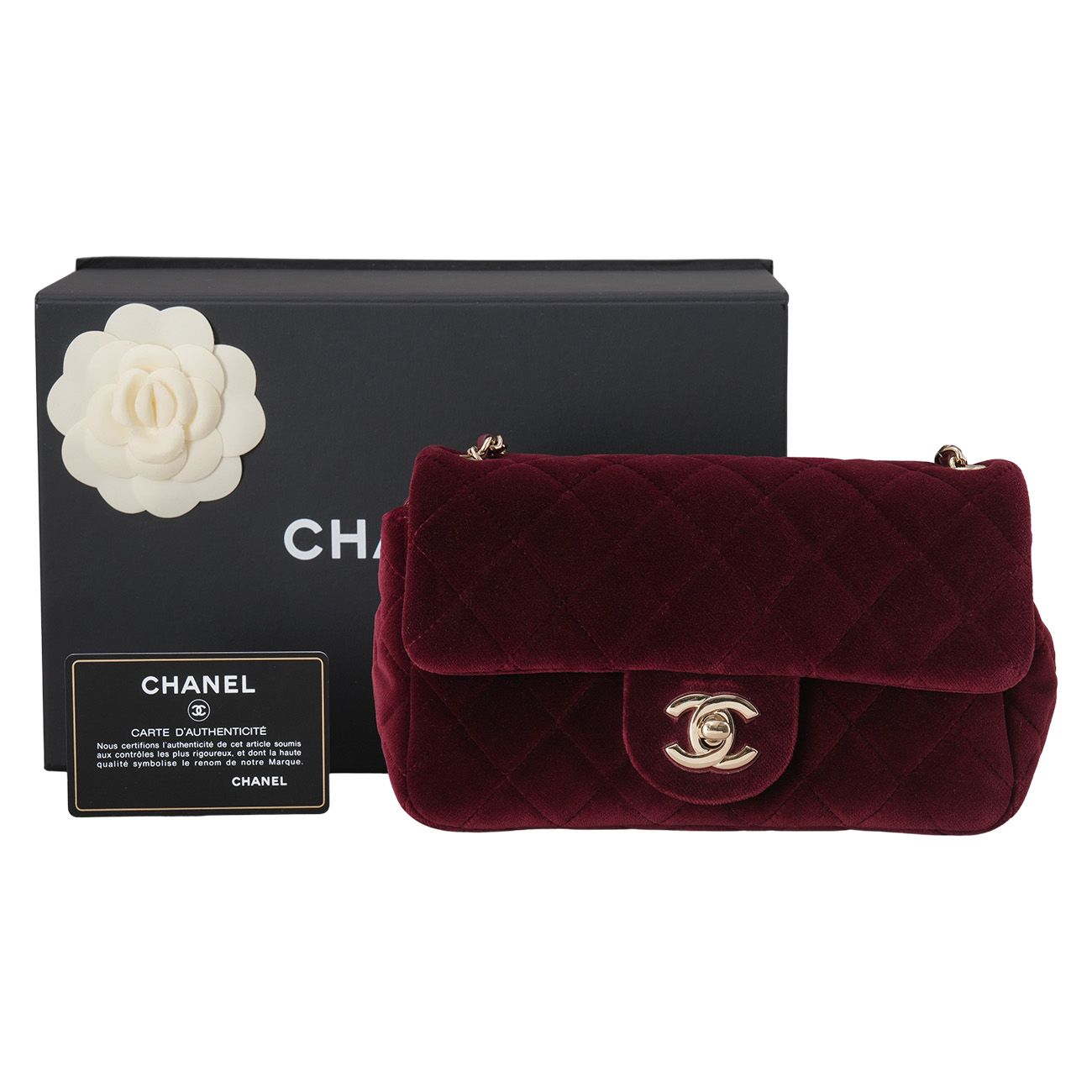 CHANEL(USED)샤넬 벨벳 클래식 뉴미니 골든볼 크로스백