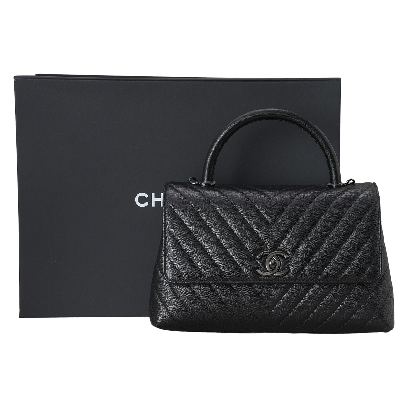 CHANEL(USED)샤넬 캐비어 쉐브론 코코핸들 미듐