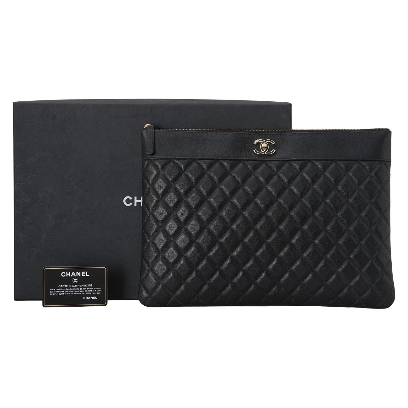 CHANEL(USED)샤넬 시즌 램스킨 클러치 라지