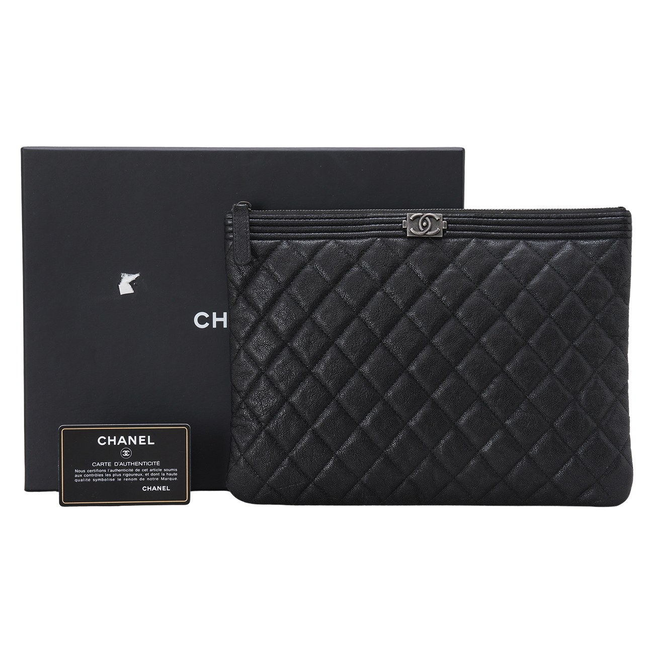 CHANEL(USED)샤넬 캐비어 보이 클러치 뉴미듐