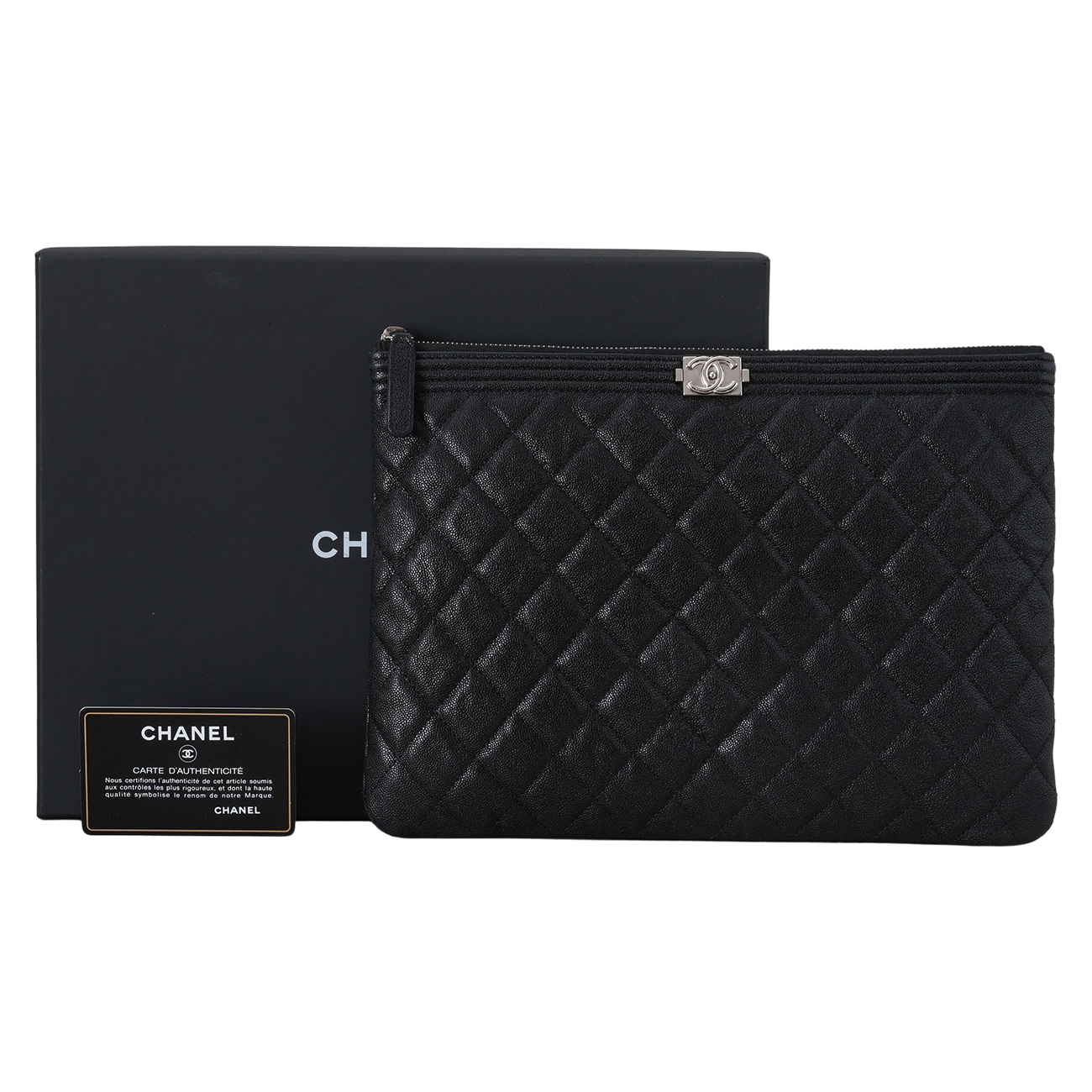 CHANEL(USED)샤넬 캐비어 보이 클러치 뉴미듐