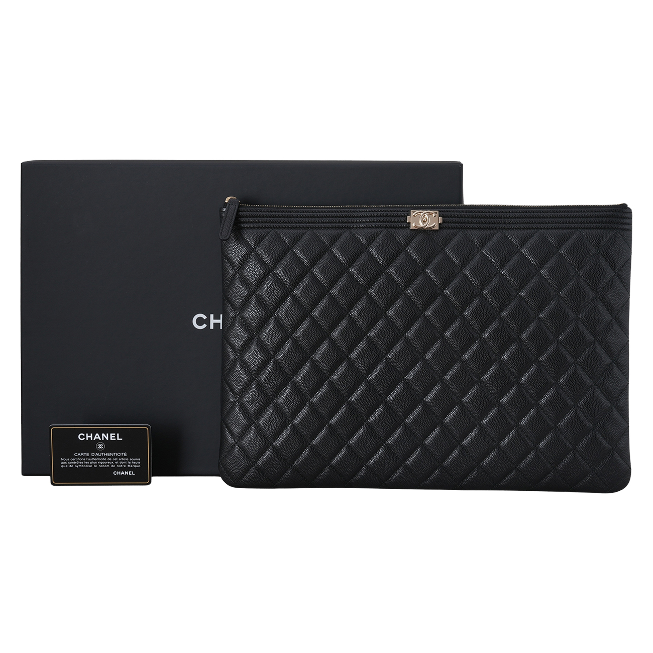 CHANEL(USED)샤넬 캐비어 보이샤넬 클러치 라지