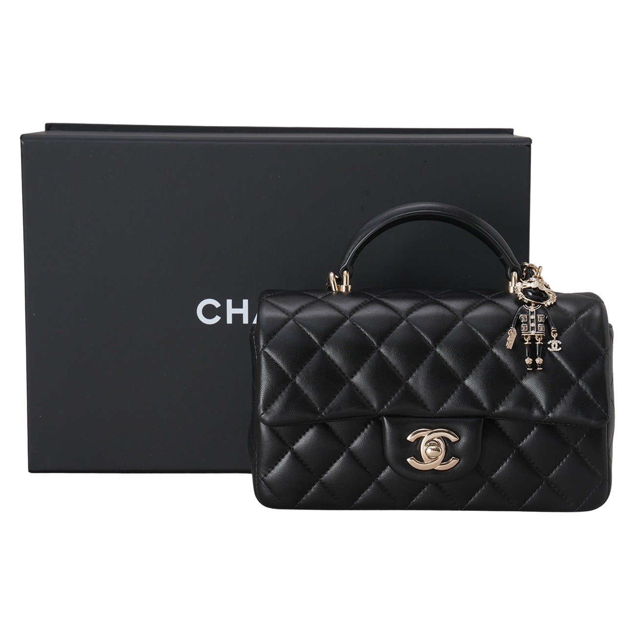 CHANEL(USED)샤넬 램스킨 뉴미니 탑핸들