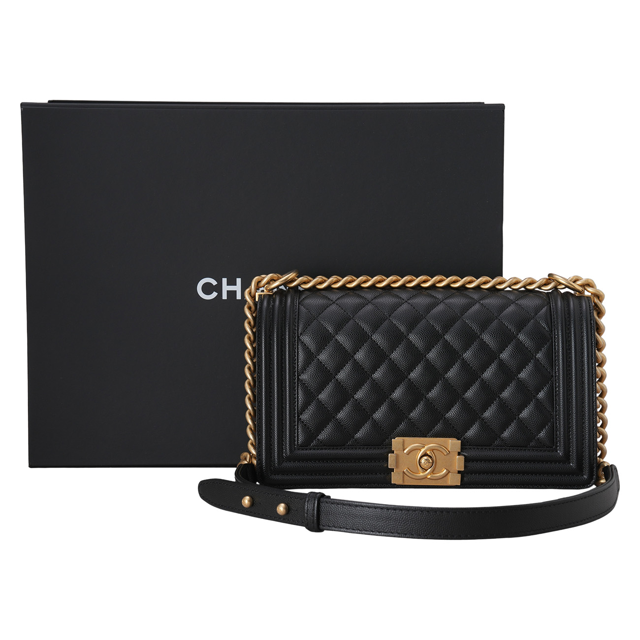 CHANEL(USED)샤넬 캐비어 보이샤넬 미듐 플랩백