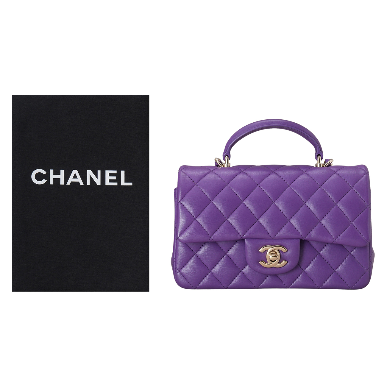 CHANEL(USED)샤넬 램스킨 클래식 뉴미니 탑핸들