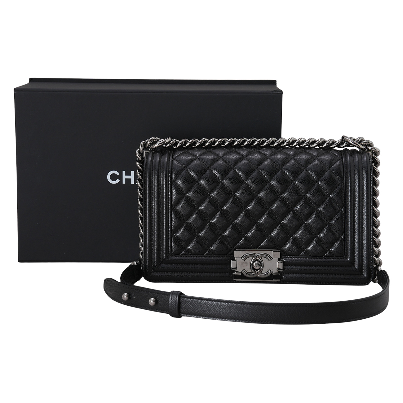CHANEL(USED)샤넬 캐비어 보이샤넬 미듐 플랩백