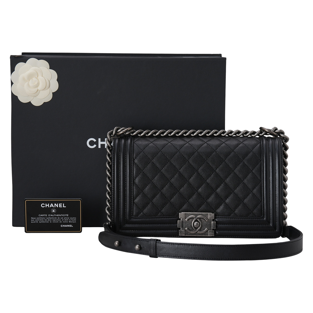 CHANEL(USED)샤넬 캐비어 보이샤넬 미듐 플랩백