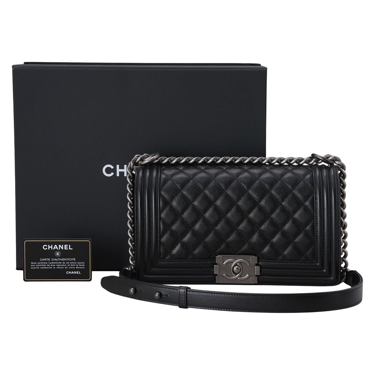 CHANEL(USED)샤넬 캐비어 보이백 미듐
