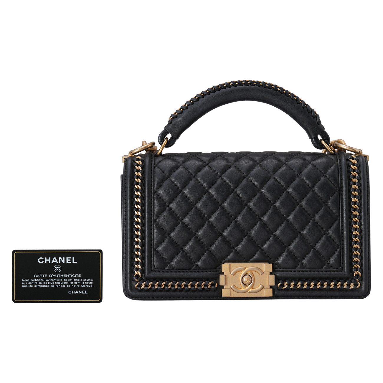 CHANEL(USED)샤넬 A94804 시즌 보이샤넬 탑핸들 미듐
