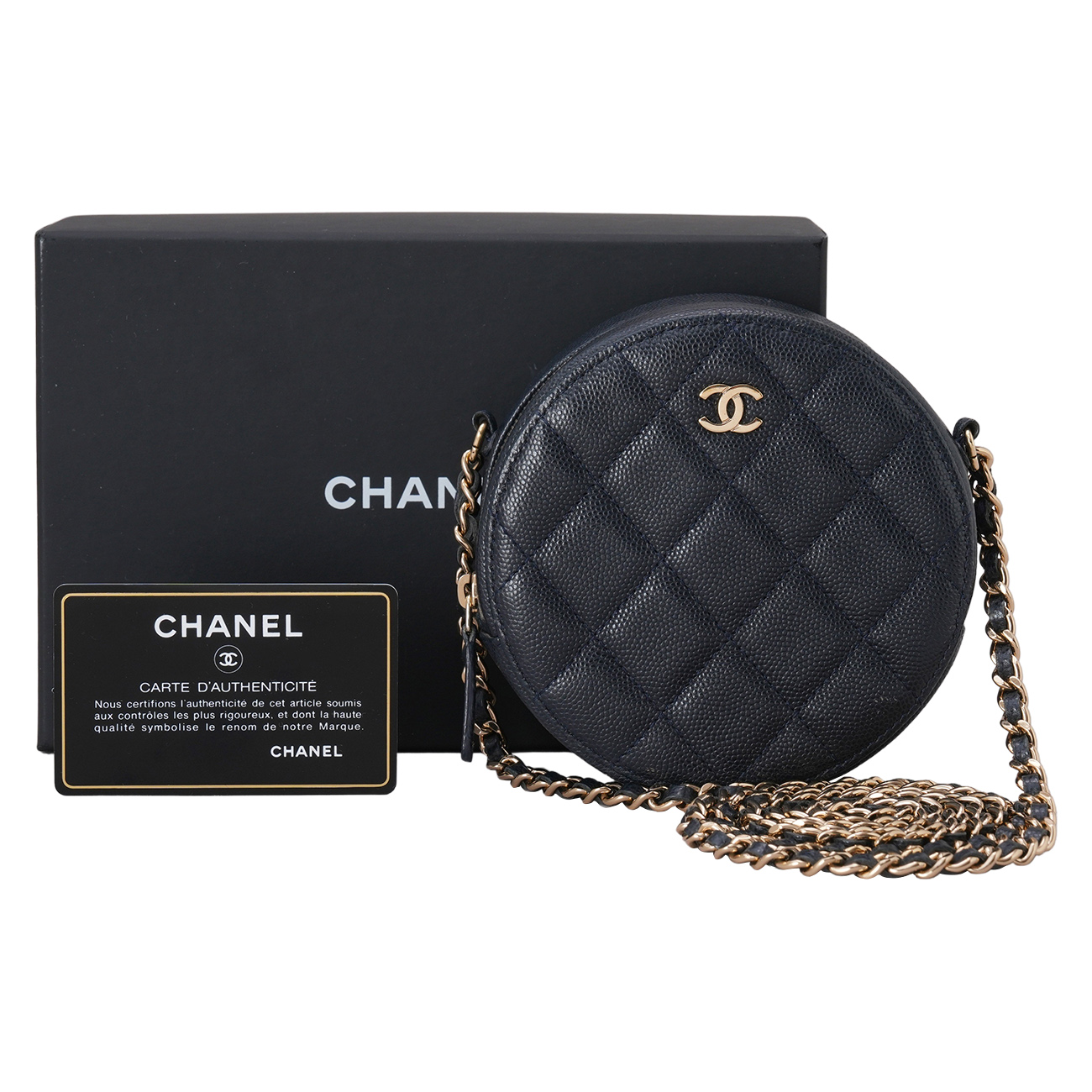 CHANEL(USED)샤넬 AP0245 캐비어 탬버린 체인 크로스백