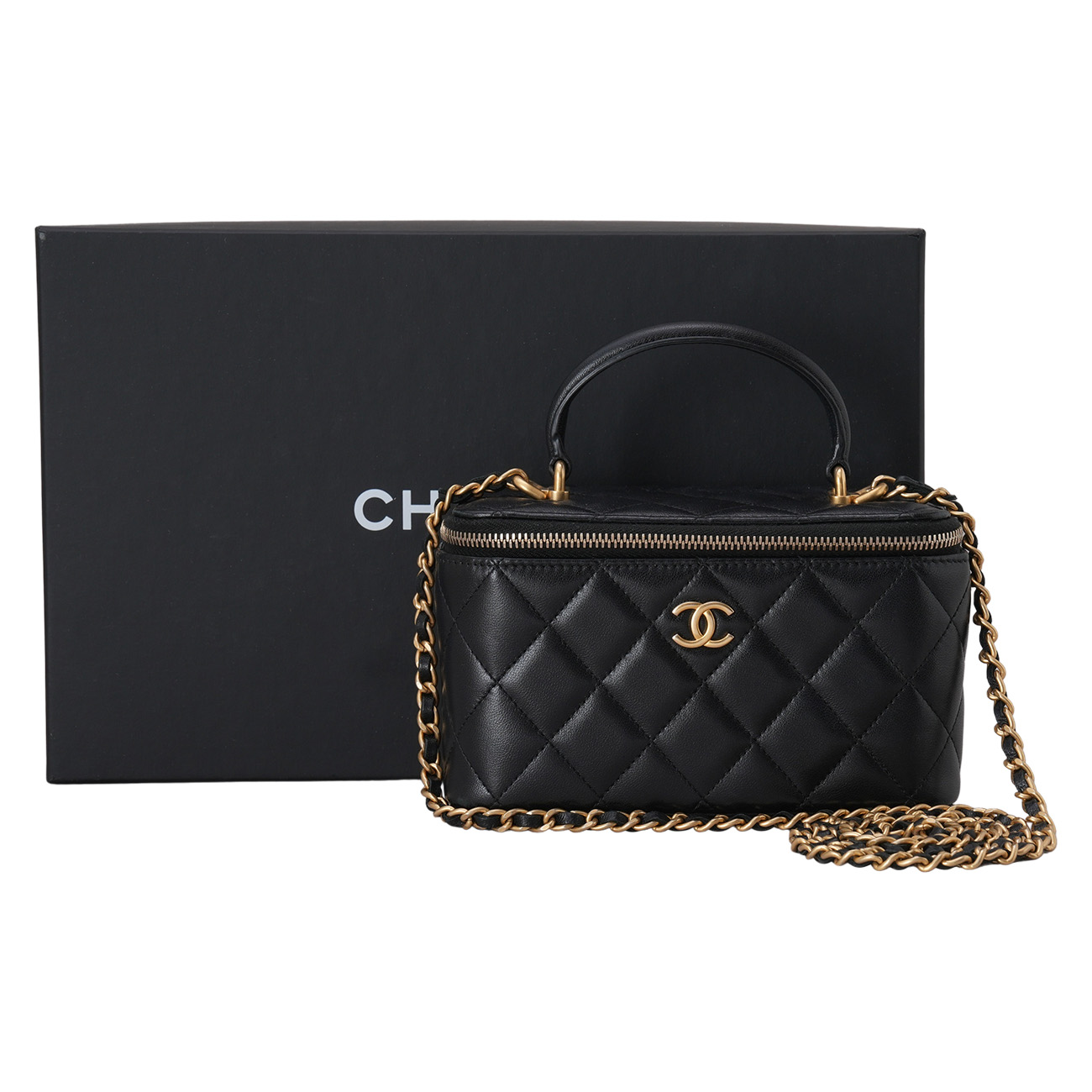 CHANEL(USED)샤넬 AP2199 램스킨 직사각 베니티