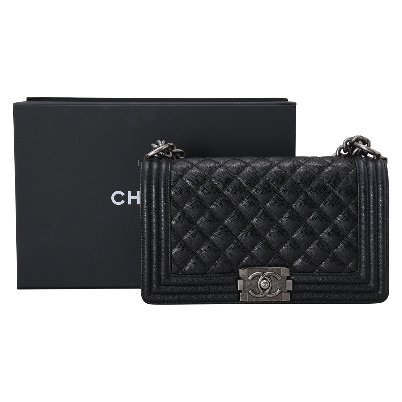 CHANEL(USED)샤넬 캐비어 보이백 미듐