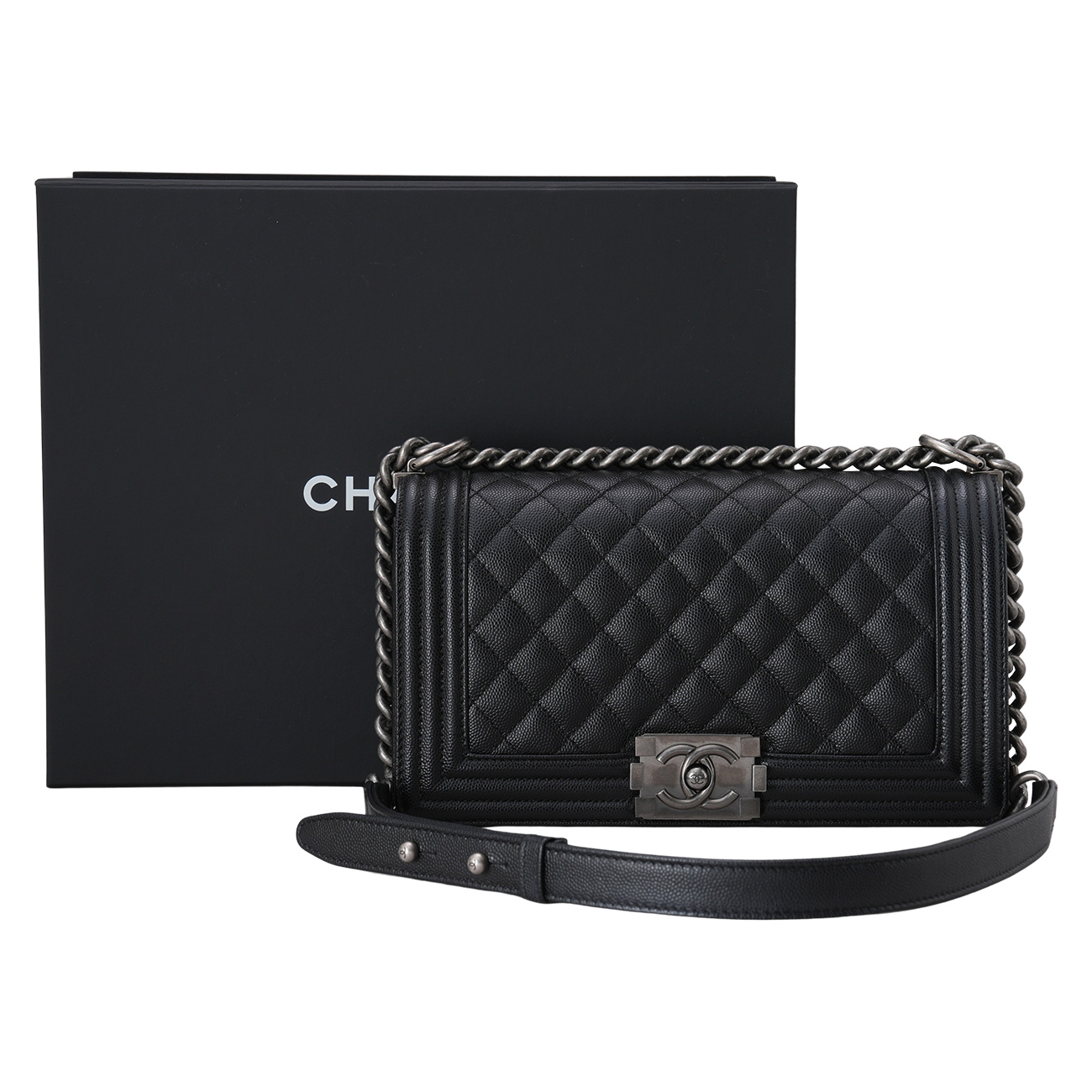 CHANEL(USED)샤넬 캐비어 보이샤넬 미듐 플랩백