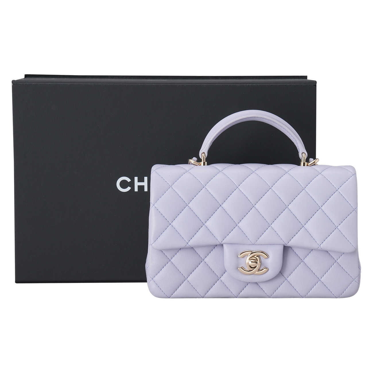 CHANEL(USED)샤넬 램스킨 클래식 뉴미니 탑핸들 체인숄더백