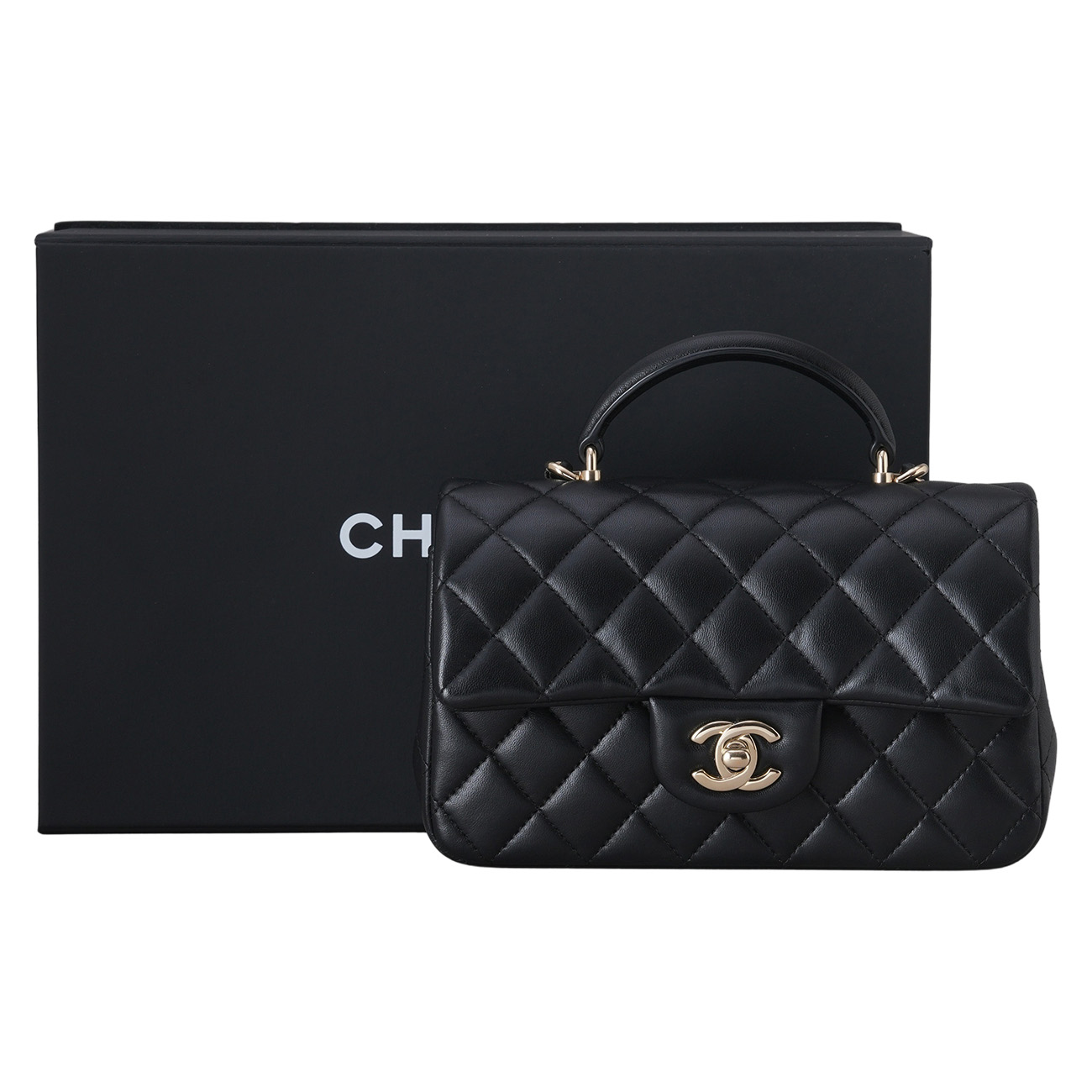 CHANEL(USED)샤넬 램스킨 클래식 뉴미니 탑핸들