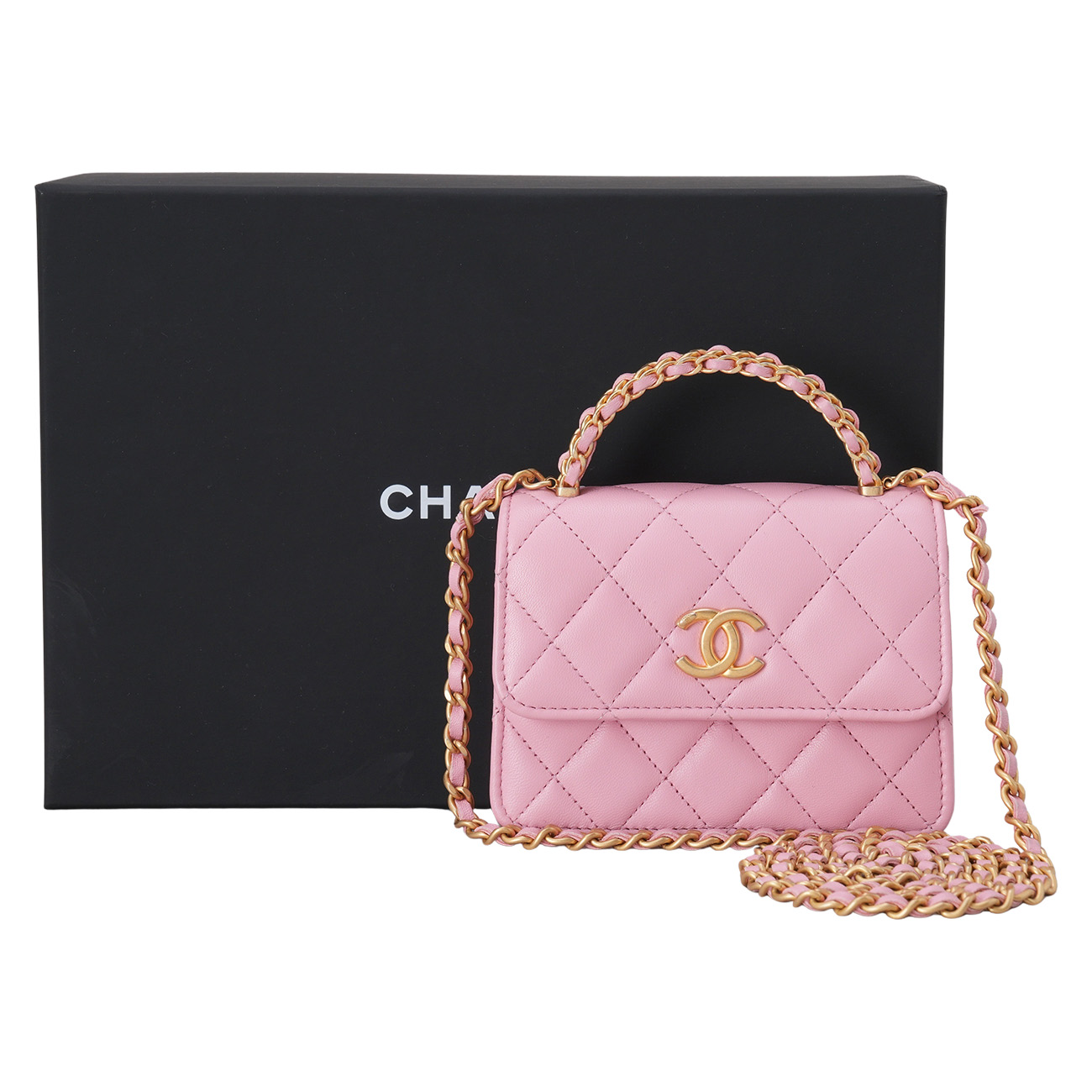 CHANEL(USED)샤넬 시즌 탑핸들 미니 체인 크로스백