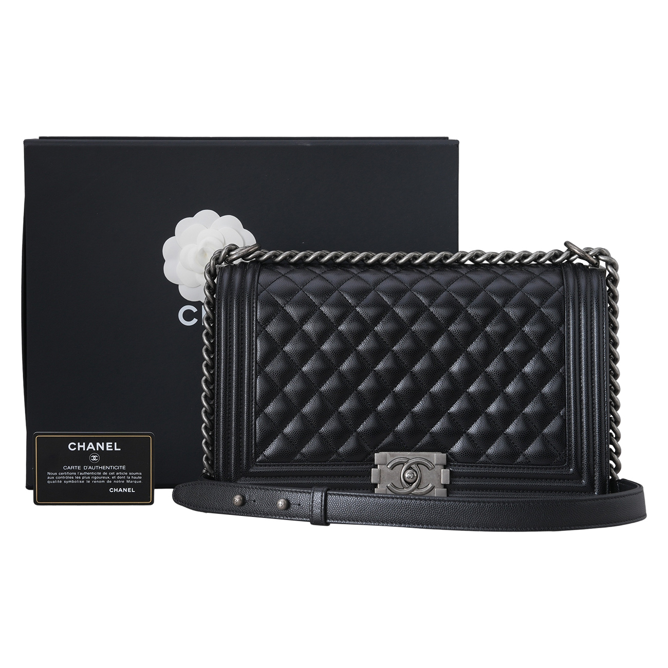 CHANEL(USED)샤넬 캐비어 보이백 뉴미듐