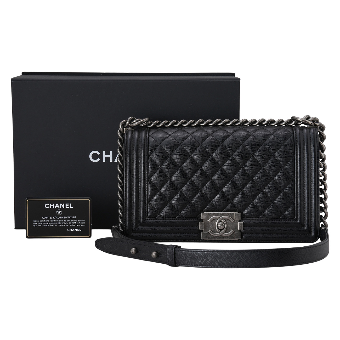 CHANEL(USED)샤넬 캐비어 보이샤넬 미듐 플랩백