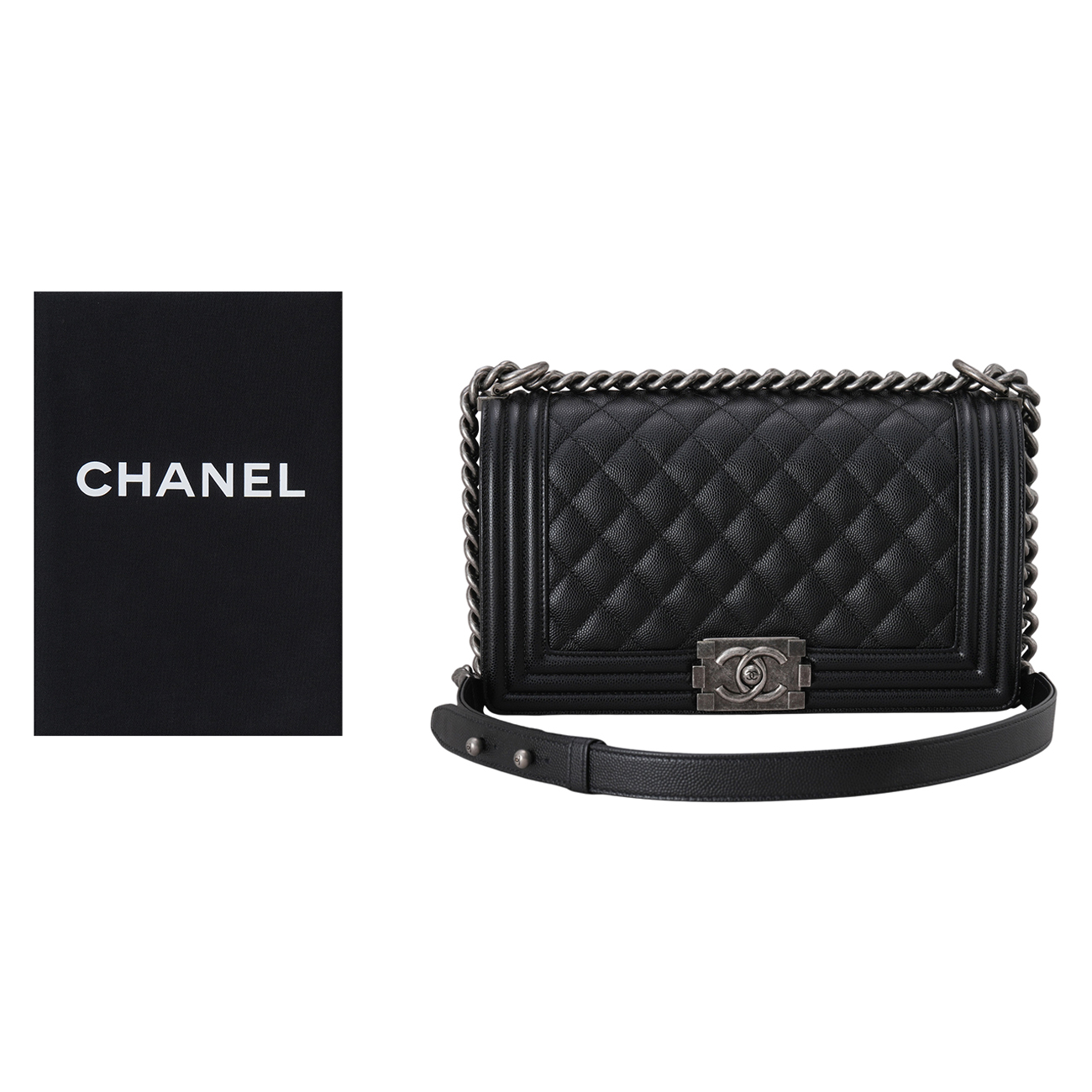 CHANEL(USED)샤넬 캐비어 보이백 미듐