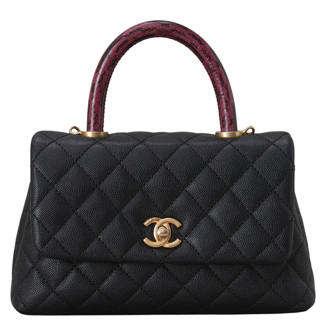 CHANEL(USED)샤넬 캐비어 코코핸들 23 파이톤핸들