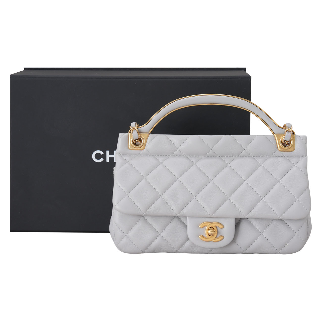 CHANEL(USED)샤넬 AS2438 CC 메탈 탑핸들 플랩 숄더백