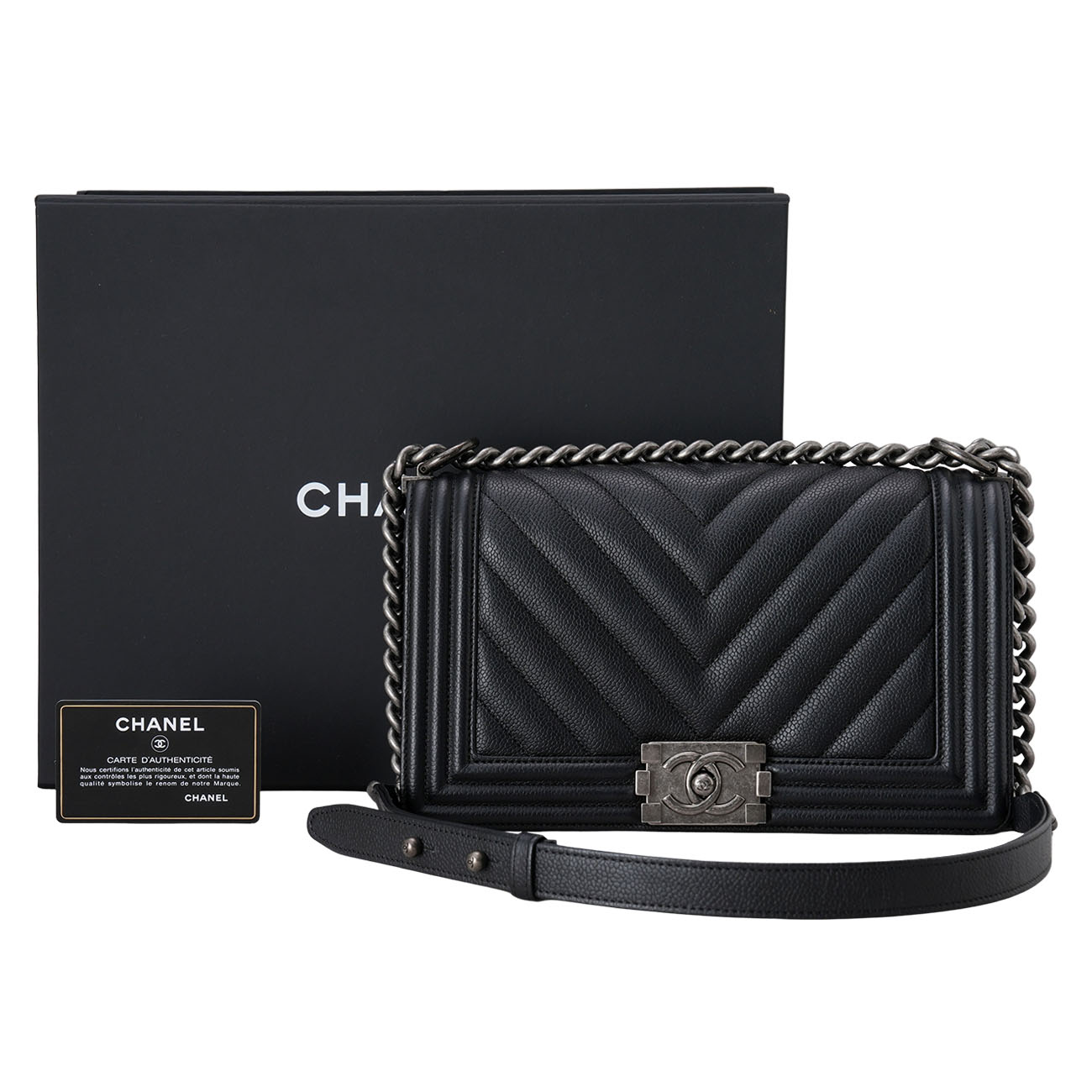 CHANEL(USED)샤넬 A67086 캐비어 보이샤넬 미듐