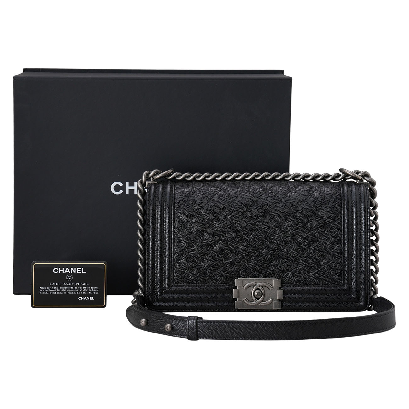 CHANEL(USED)샤넬 캐비어 보이백 미듐