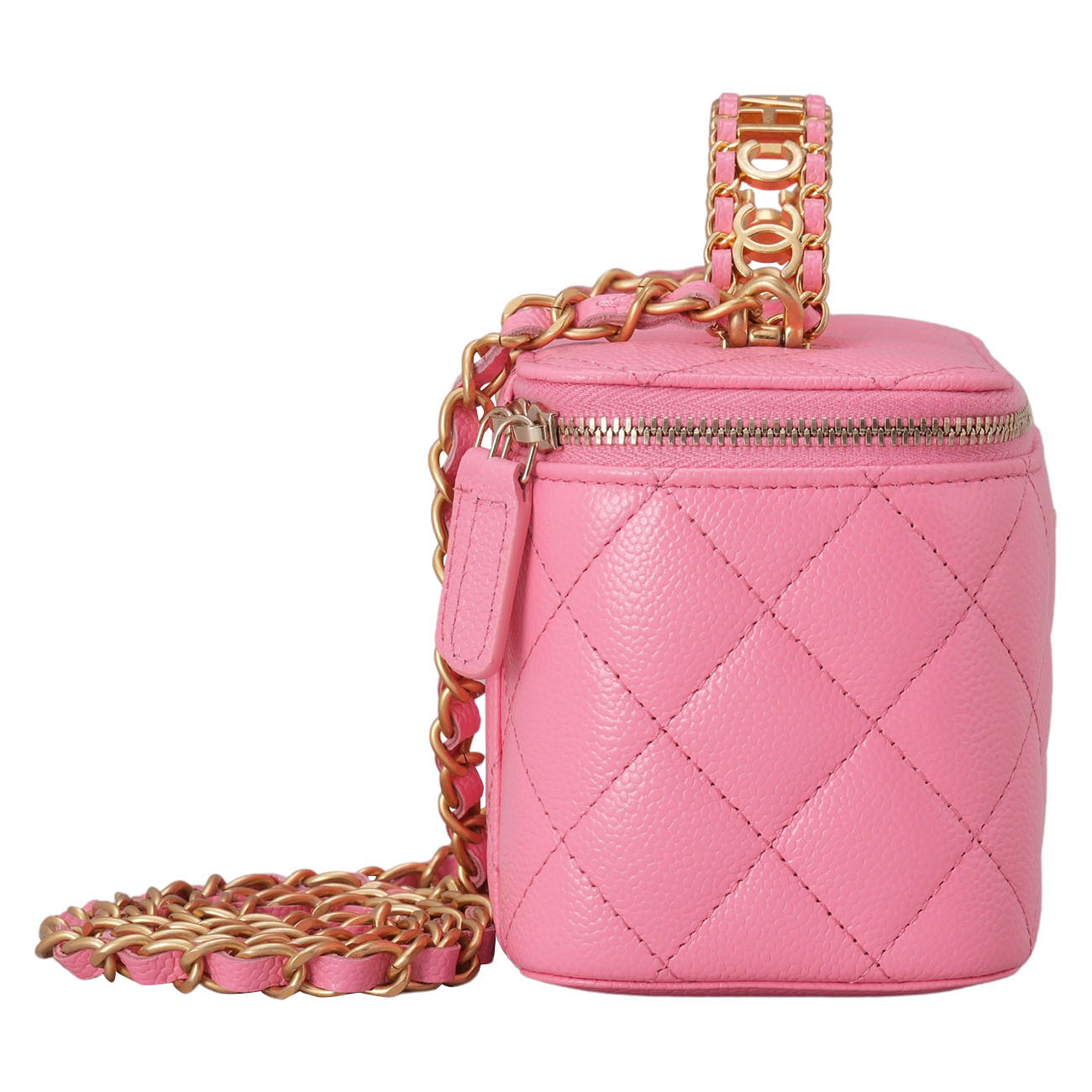 CHANEL(USED)샤넬 캐비어 시즌 베니티 레터링 탑핸들