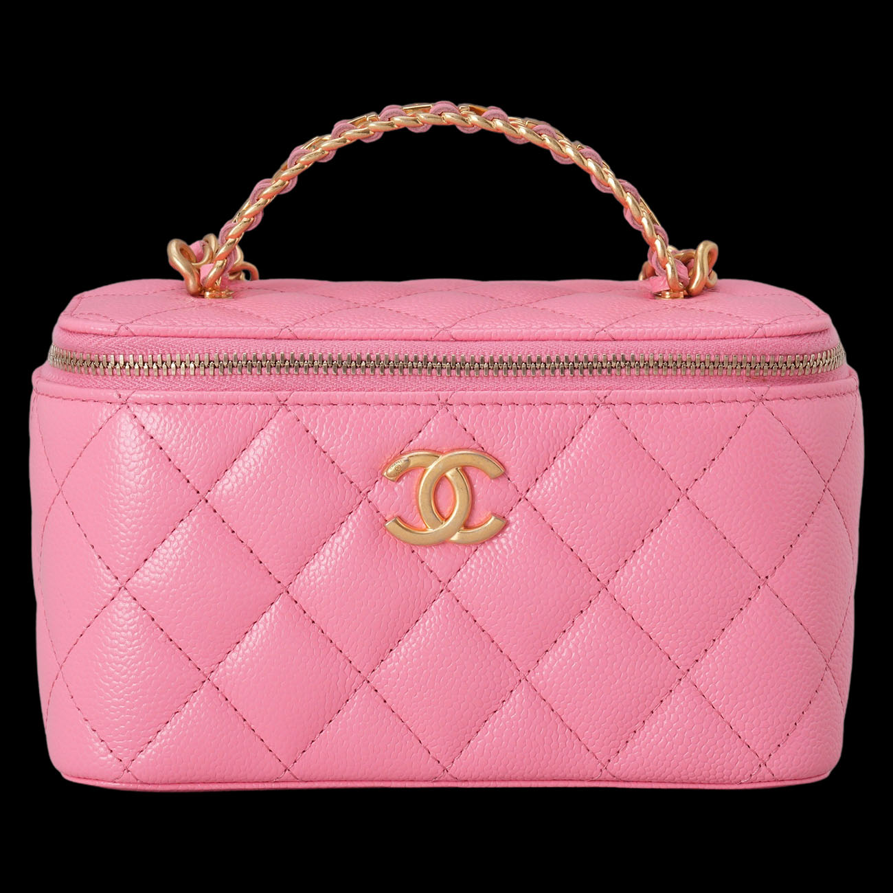 CHANEL(USED)샤넬 캐비어 시즌 베니티 레터링 탑핸들