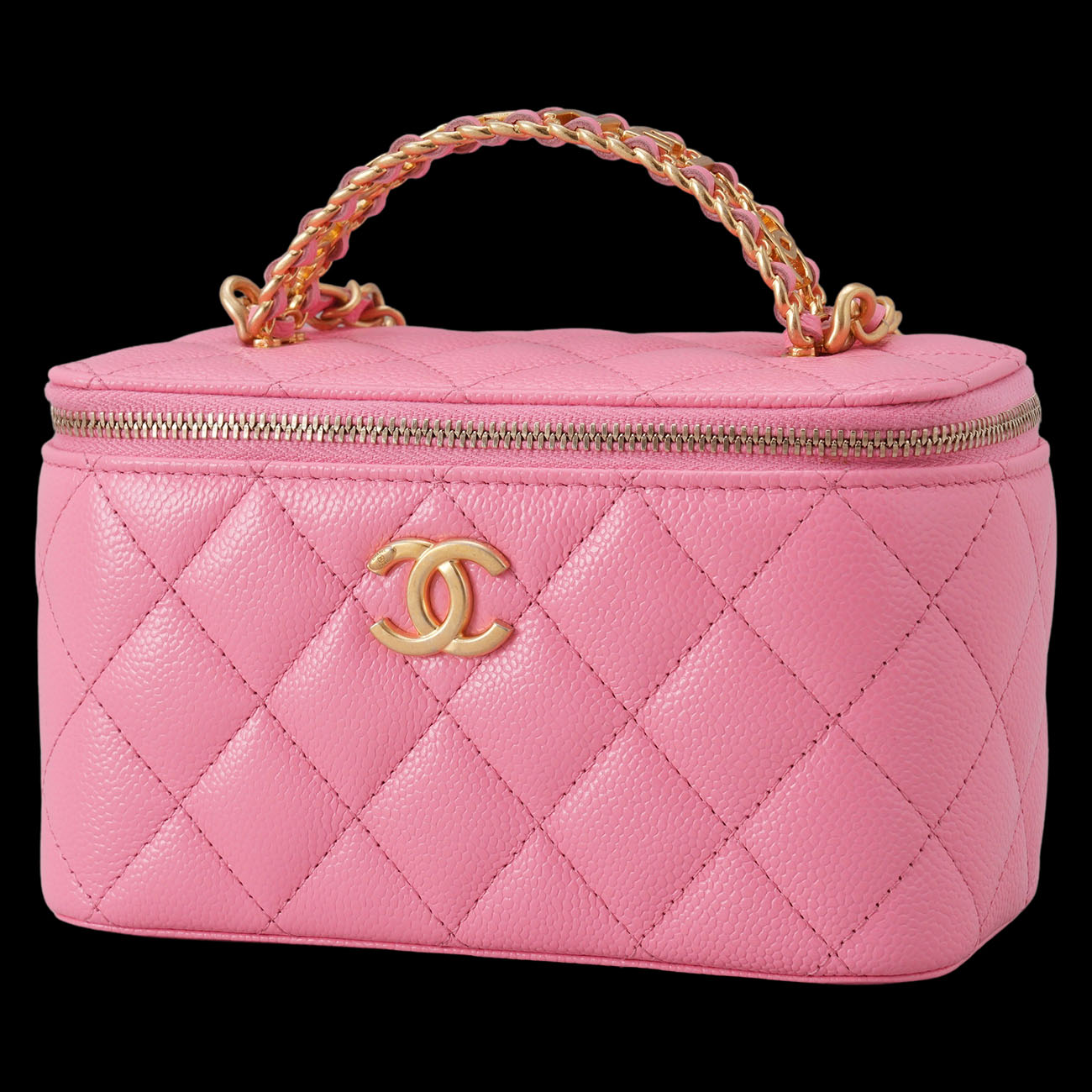 CHANEL(USED)샤넬 캐비어 시즌 베니티 레터링 탑핸들