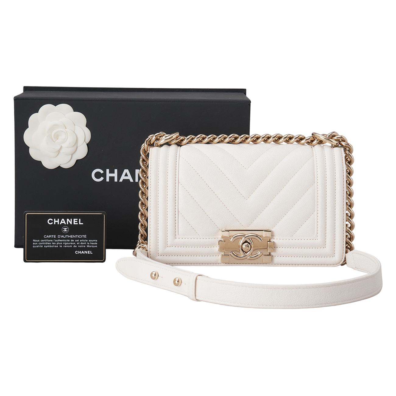 CHANEL(USED)샤넬 캐비어 쉐브론 보이백 스몰
