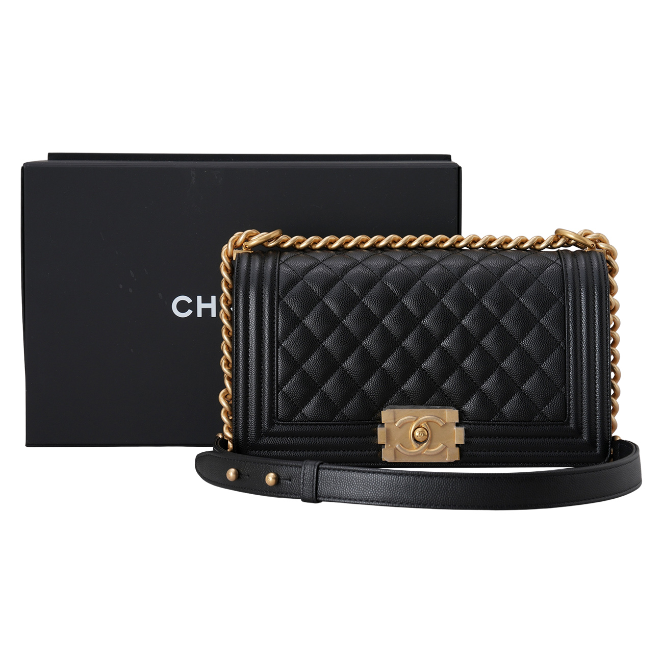CHANEL(USED)샤넬 A67086 캐비어 보이샤넬 미듐 플랩백