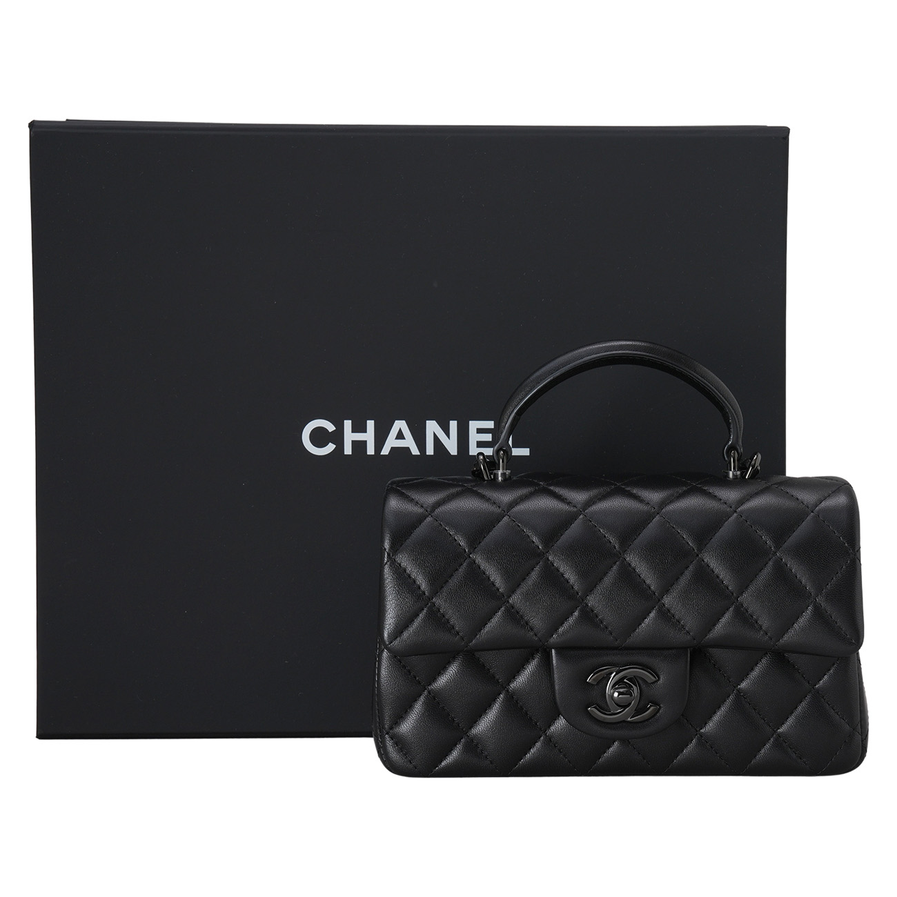 CHANEL(USED)샤넬 램스킨 뉴미니 탑핸들
