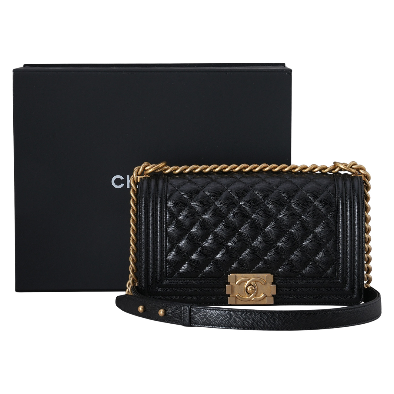 CHANEL(USED)샤넬 캐비어 보이백 미듐