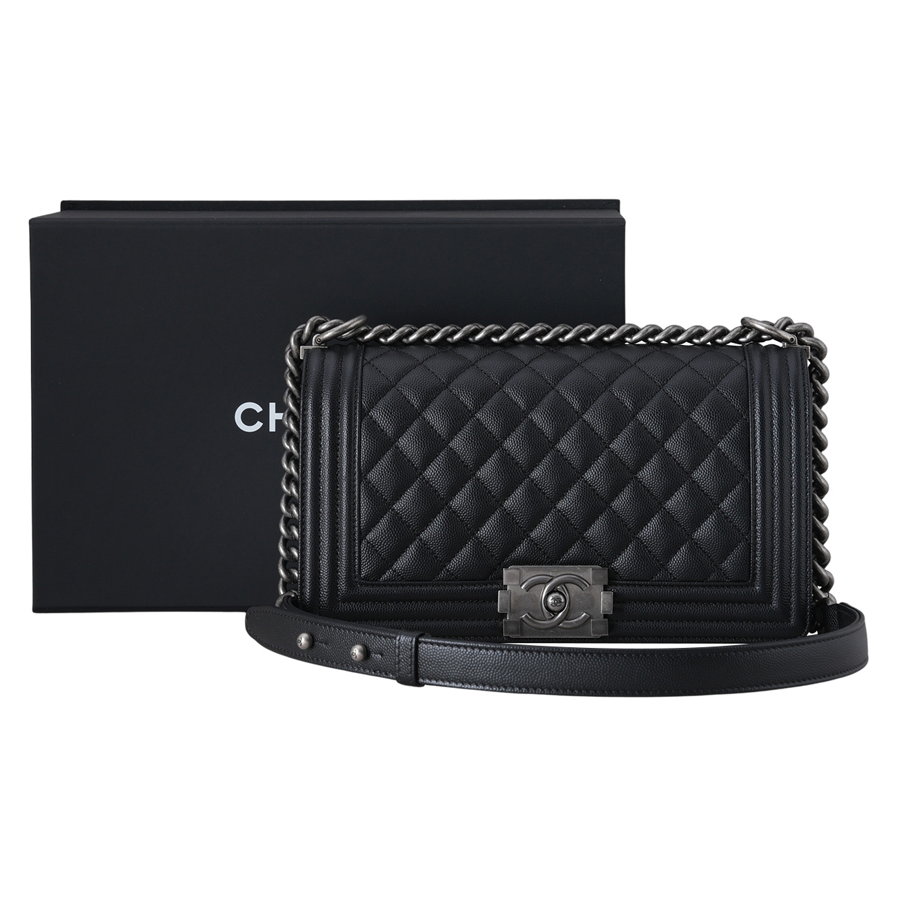 CHANEL(USED)샤넬 캐비어 보이샤넬 미듐 플랩백