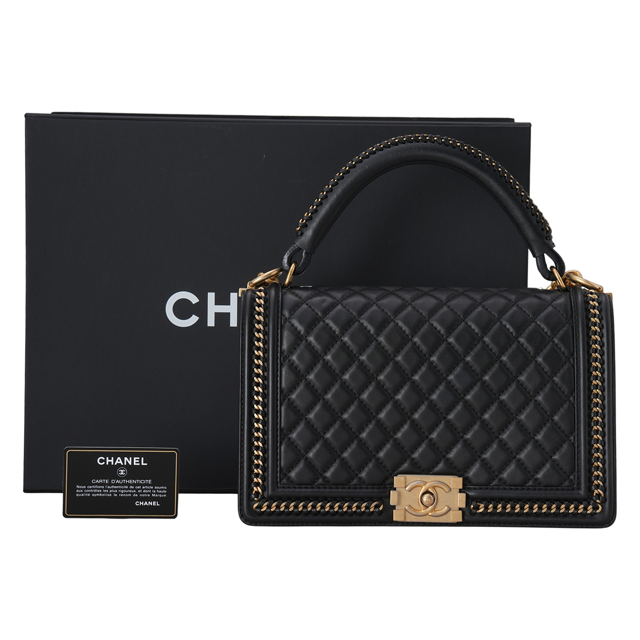CHANEL(USED)샤낼 A94811 시즌 어라운드 체인 보이샤넬 탑핸들 숄더백
