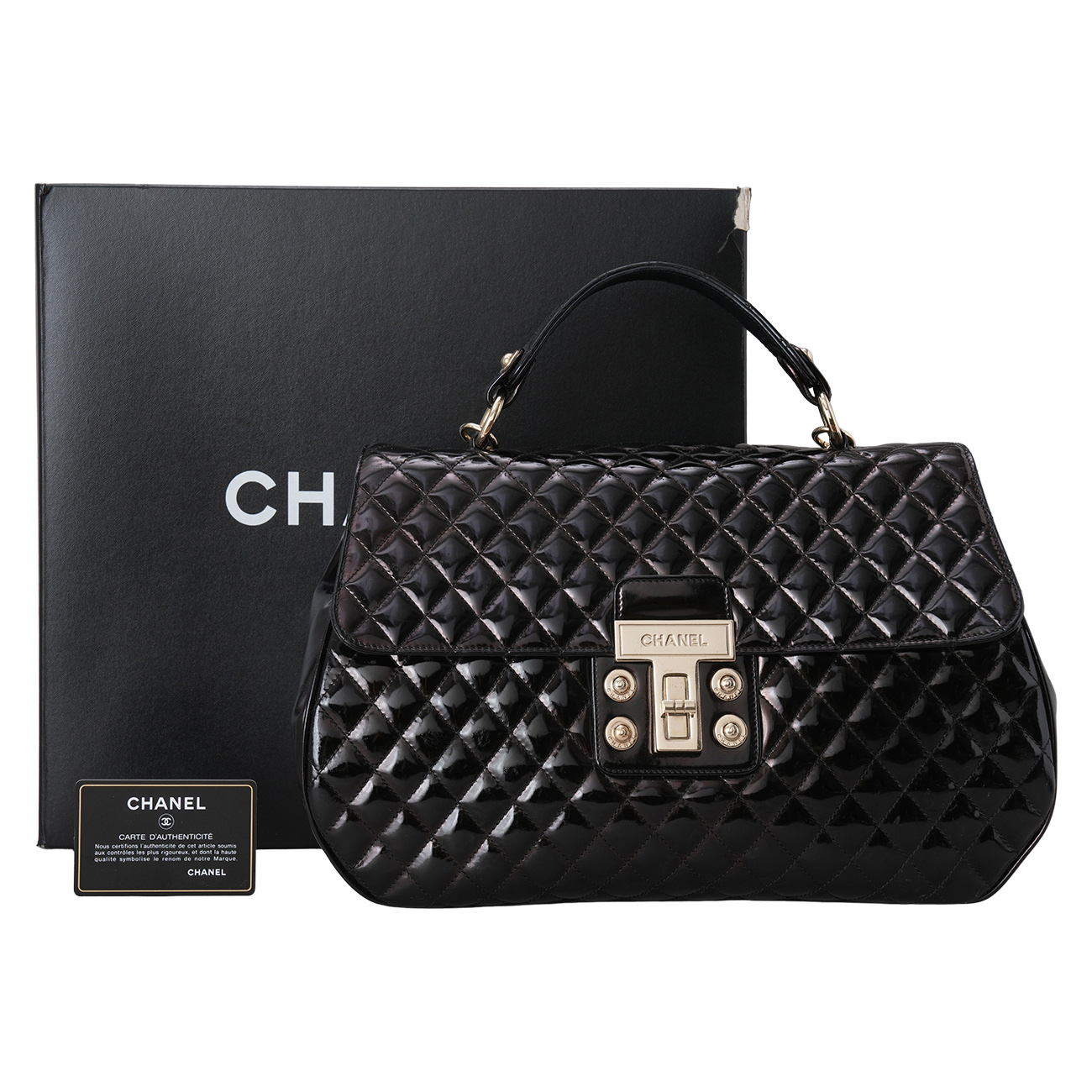 CHANEL(USED)샤넬 시즌 빈티지 턴락 탑핸들 체인백