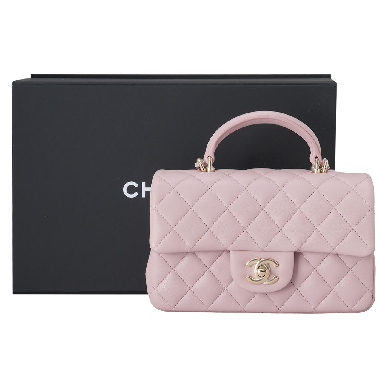 CHANEL(USED)샤넬 램스킨 뉴미니 탑핸들