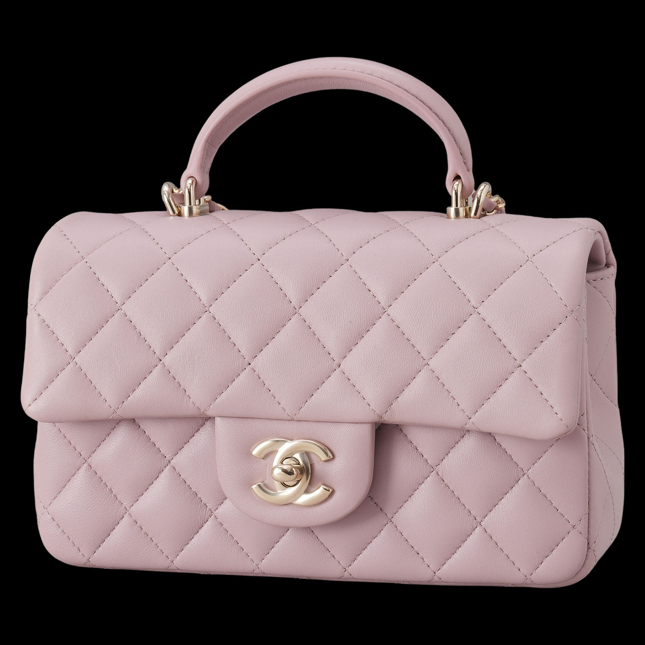 CHANEL(USED)샤넬 램스킨 뉴미니 탑핸들
