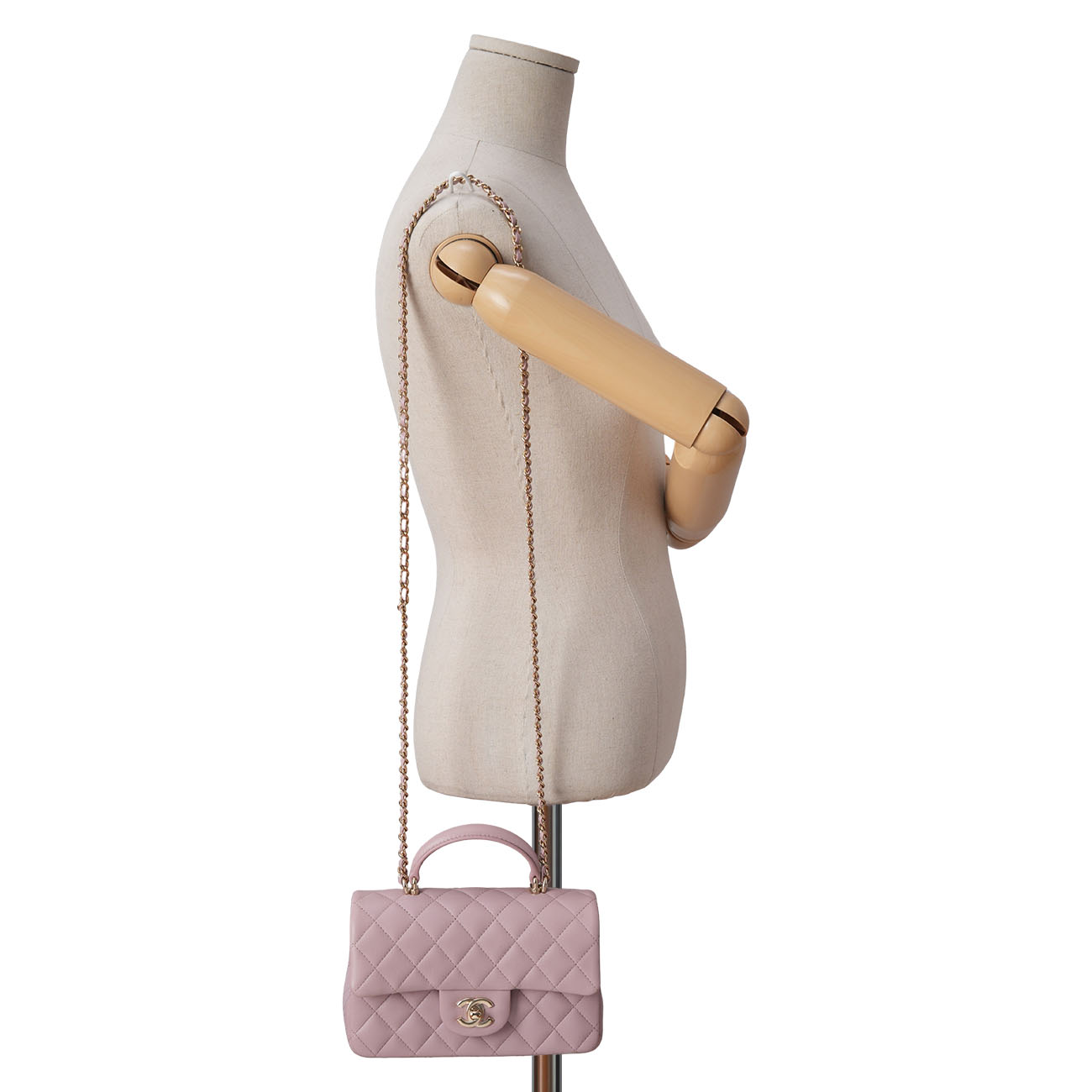 CHANEL(USED)샤넬 램스킨 뉴미니 탑핸들