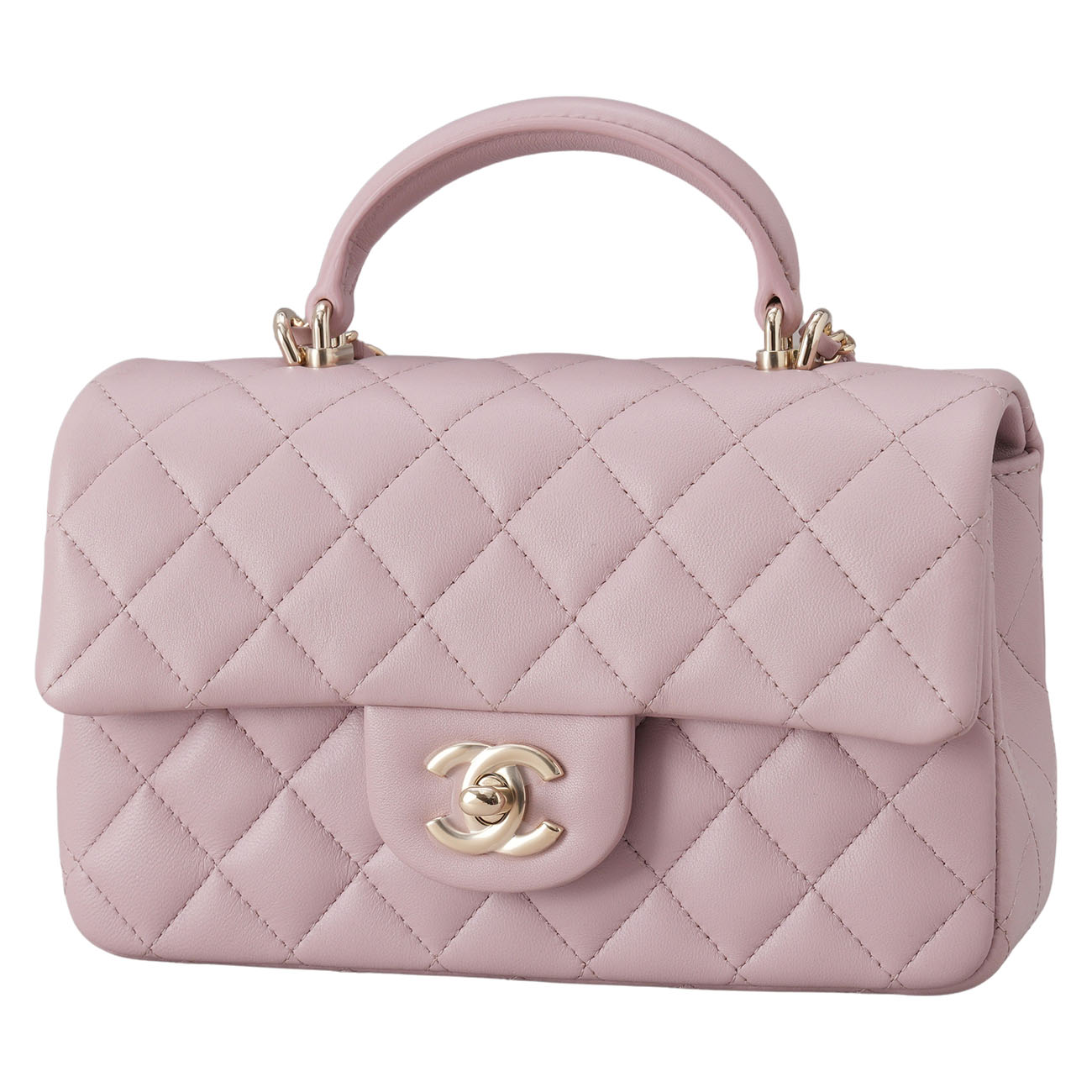 CHANEL(USED)샤넬 램스킨 뉴미니 탑핸들