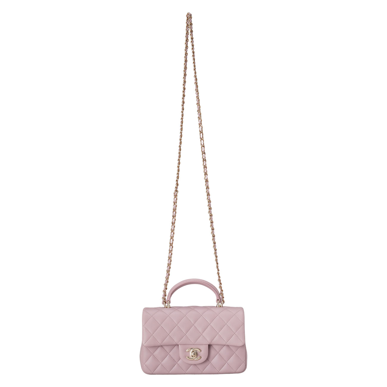 CHANEL(USED)샤넬 램스킨 뉴미니 탑핸들